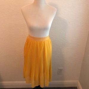 Mustard Yellow/Gold Pleated Midi Skirt